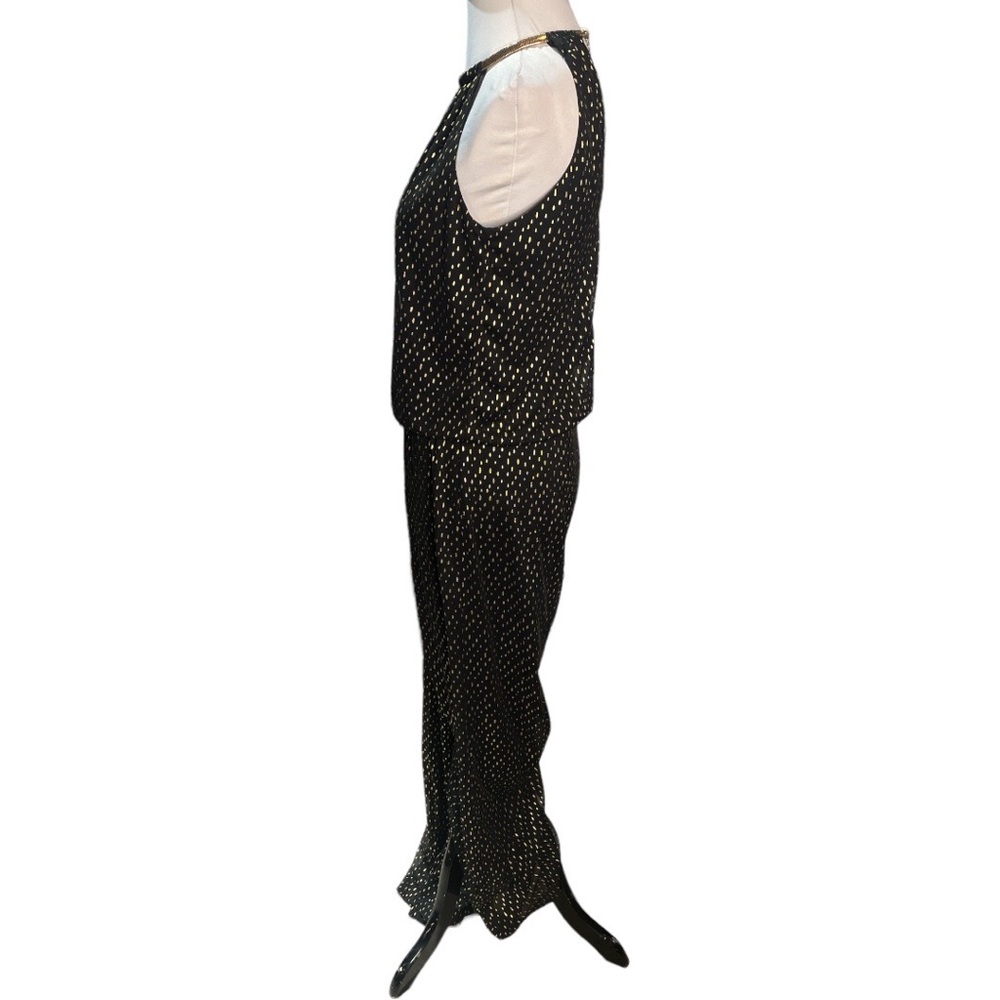Cache Polka Dot Chain Neck Jumpsuit Black Gold Size Small - Picture 4 of 9